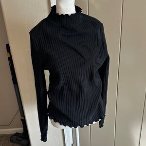 SO Classic Black Ribbed Cowl Neck Sweater